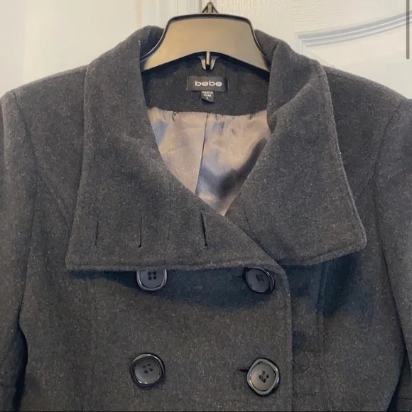 BEBE Pea Coat - Dark Gray - Size Large - Picture 2 of 6